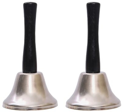 Handglocken, große Handglocken, Metall, Abendessenglocken, lauter Serviceglocken, Klassenzimmer, Lehrer, Instrumentenglocken für Weihnachten, Silber, 2 Stück