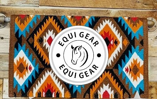 EQUIGEAR Western Ranch Horse Satteldecke aus neuseeländischer Wolle, Western-Design, handgefertigte Satteldecke, Wollpolster, Sensor Flex (Anpassung möglich) BA50 (34 x 34)