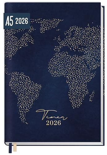Häfft® Chäff-Timer Classic Kalender 2026 A5 World Wide Buchkalender, Terminplaner, Terminkalender, Wochenplaner für 12 Monate: Jan. 2026 bis Dez. 2026 - nachhaltig & klimafreundlich
