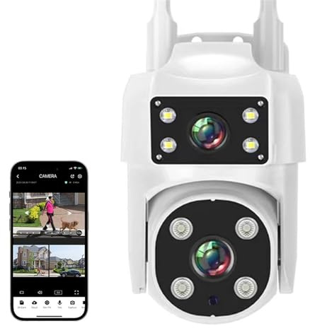 Fotocamera di sicurezza interna Telecamera IP PTZ da 4MP 2K Schermo doppio obiettivo AI Tracciamento umano Visione notturna a colori Telecamere di sorveglianza CCTV wireless for esterni(Only camera)