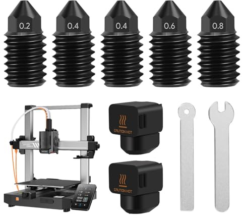 Hainue 5 Pcs Hotend Kit für Bambu Lab A1 / A1 Mini, 0.2mm+0.4mm+0.6mm+0.8mm Upgrade 3D Drucker Teile Ersatzdruckkopf,Mit Schraubenschlüssel Werkzeug Hotend Drucker Kopf Extruder für Bambu Lab