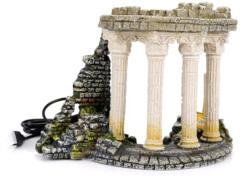 CLASSIC Roman Column Ruins Aquarium Ornament with LED Uplights, 240 x 118 x 117mm