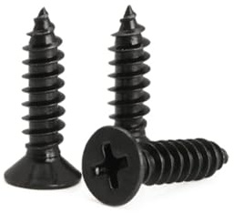 KELUBATU M3x20mm Carbon Steel Black Screws 100PCS + 20 Anchors | Phillips Countersunk Self-Tapping, for Furniture, Woodworking, DIY
