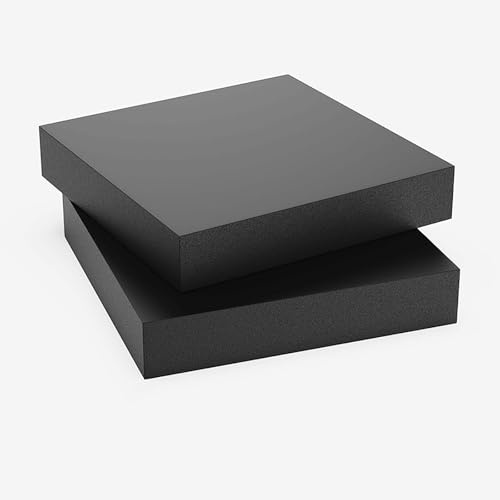 TIHONORI 2 Pieces Rubber Pads 80mm x 80mm, 3mm-80mm Thick, Heavy Duty Anti-Slip Rubber Blocks for Furniture, Machines, Workbench,15mm