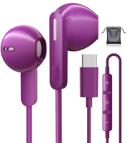 Kopfhörer USB C HiFi Kopfhörer mit Kabel USB C für Samsung S26 S25 A56 A57 | USB C Kopfhörer mit Mikrofon Kabel Kopfhörer USBC für iPhone 17 16 15 Samsung Galaxy A16 A17 Google Pixel 10 Pro 10a iPad 11