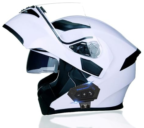 Frcychri Bluetooth-Motorradhelm, DOT/ECE-Zertifiziert Klapphelm Mit Doppelvisier, Leicht, Hochfeste Schale, Atmungsaktiv Und Bequem, Für Erwachsene, Frauen, Männer 31,XX-Large
