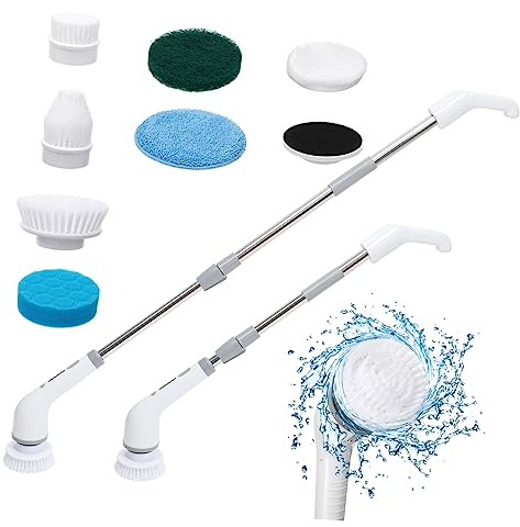 Anneome Cepillo Eléctrico de Limpieza Inalámbrico con Mango Extensible Recargable Motorizado para Baño y Hogar Herramienta Multifunción para y Esquinas Difíciles