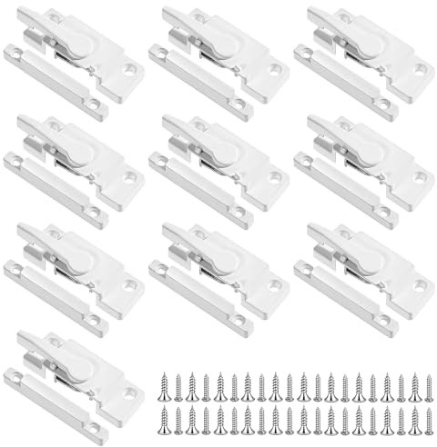 10-Pack Universal Window Sash Locks, White Iron Cam Action Latches for Double & Single-Hung and Horizontal Sliding Windows