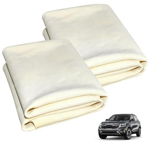 NIYATA 2 PCS Chamois Leather for Car - Super Absorbent Shammy Leather Cloth 60 x 40 cm for Washing & Drying Car Windows, Glass, Mirrors & Vehicle Cleaning