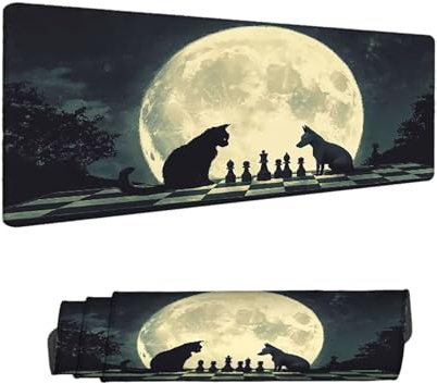 Alfombrilla Ratón XXL 1400 x 600 mm, Luna Gaming Alfombrilla Escritorio, Mouse Pad con Superficie Suave y Base de Antideslizante, Gato Tapete Escritorio Grande, Mousepad para Gaming en Casa H-12921
