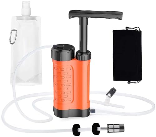 Koolenry Filtre à Eau Personnel d'urgence Extérieur, Système de Filtration en 4 Étapes, Purificateur d'eau Portable, Filtre à Eau de Survie d'urgence, A