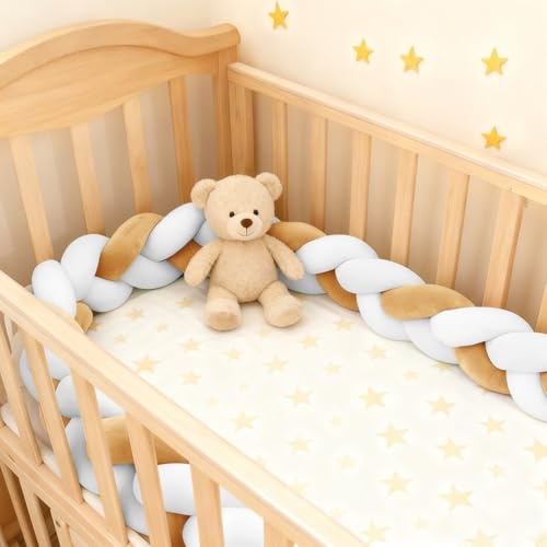 RZYW Cotton Bed All Round Protector for Room Braided Knotted Cushions Braided Toddler Bed Handmade Soft Knot Pillow,S12,200CM