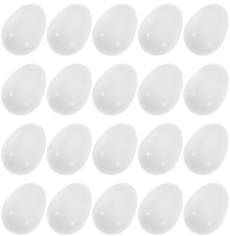 Abaodam 25 Stück Realistische Papageien Kunststoffeier Weiß Kleiner Nest Imitation 178X244mm Wiederverwendbare Bruteier für Papageien und Tauben Vogeltraining und Dekoration