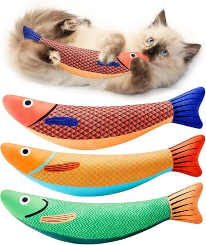 X3 Juguetes para Gatos Peces Interactivos Catnip. Set de 3 Peces Juguete Gato Interactivo Divertido. Juguete para Gatos Estimulante.