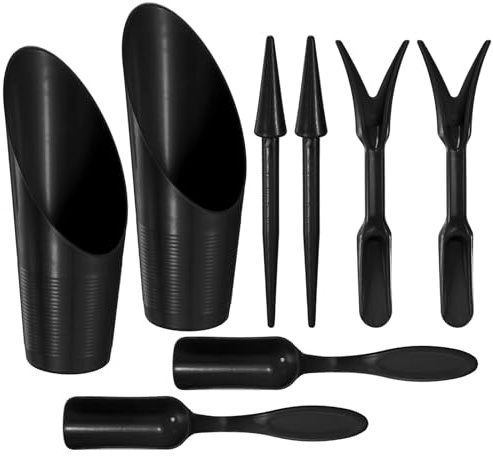 M METERXITY 2-Set Garden Shovel Hand Tools Transplanting Succulent Cultivation Digging Scoops Kits, Plastic Mini Garden Tool Set for Flower Planting/Bonsai Potting [Black]