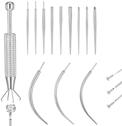 MACACHII 14G 16G 18G Piercing Kugel Aufdreher Hilfe für Wechsel Set Taper Einfuhrhilfe Nadeln Insertion Edelstahl Kit Piercing Zubehor Selber Stechen für Bauchnabel Ohr Nasen Lippe Zungen Tragus Helix