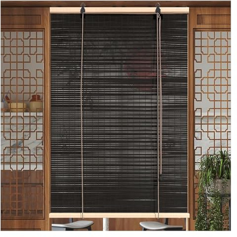 MXL&LJB Bamboo Roller Blinds, Blind Light Filtering Shades,Natural Retro Roll Up Window for Outdoor Indoor,Blackout,Custom(115x150cm)