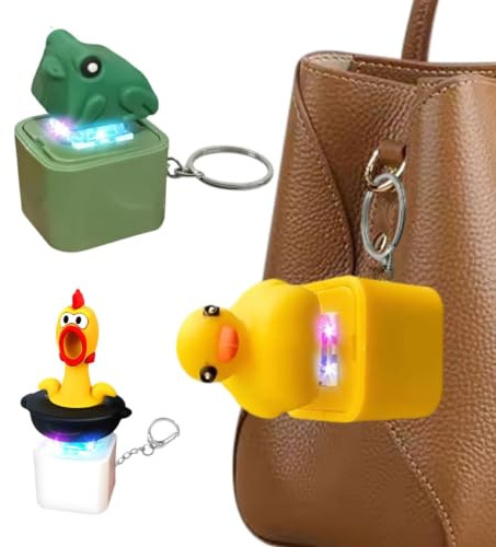 Portachiavi giocattolo con punta delle dita a forma di rana in 3 pezzi, rana luminosa e sonora, giocattolo clicker antistress, per viaggi in ufficio a casa studiando viaggi di lavoro
