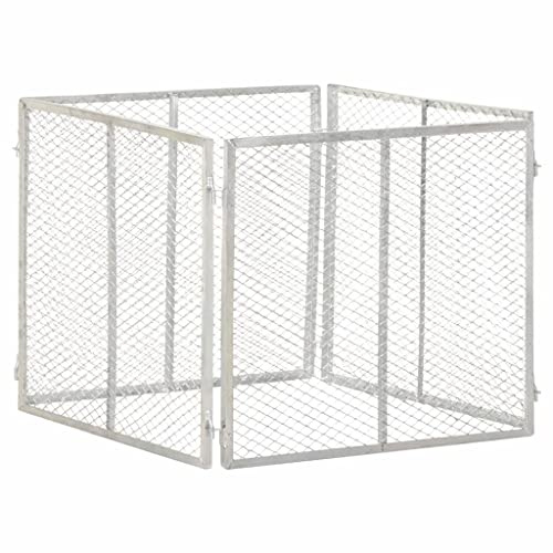 Runheo Compostador de jardín de hierro galvanizado 85 x 85 x 70 cm con diseño de rejilla, ventilación para residuos de jardín, contenedor de compostador para exterior, terraza, bancal para la