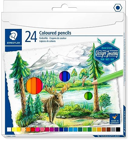 Staedtler Crayons de couleur de haute qualité pour artistes, Mine douce et tendre de 3 mm, Étui carton avec 24 couleurs différentes assorties, 146C C24