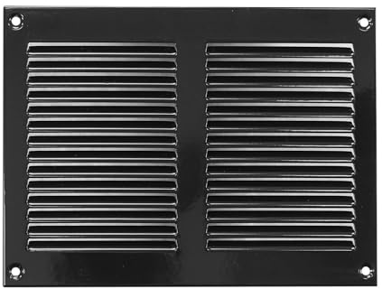 Black Metal Air Vent Grille / 200mm x 150mm / with Fly Screen – Anti Insect Mesh/Modern Flat Louvre Duct Cover