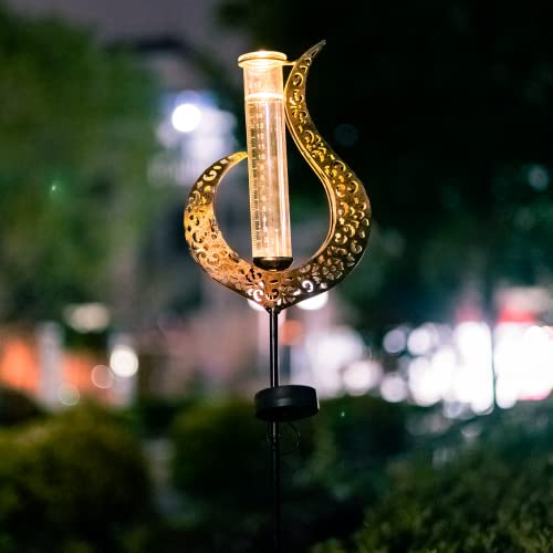 HOBYLUBY 99 cm Regenmesser für den Außenbereich – Solarflamme-Design Regenmesser für Hof, Rasen, Weg, Terrasse