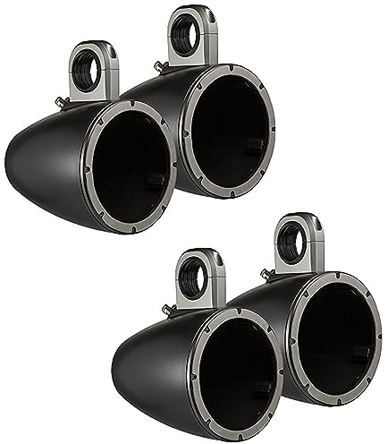 2 Pair (Qty 4) of Kicker KMTES 6.5 Weatherproof Marine Empty Tower Speaker Enclosures (Black)