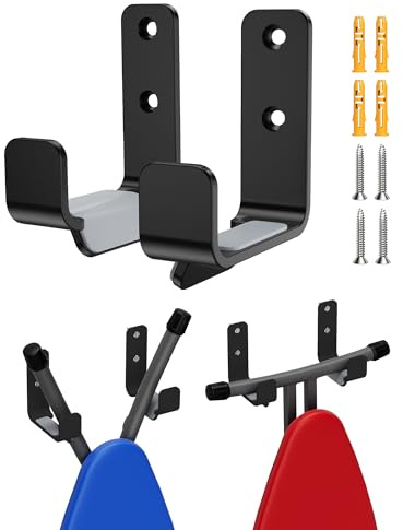 MUSVOH Bügelbrett Wandhalterung, Edelstahl Bügelbrett Aufhänger für Waschküche, Verstellbarer Abstand Halter Haken Wandhalterung, Schwarz