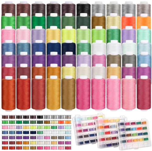 Fyguard 140-teiliges Nähgarn Set, 70 Rollen x 365m Nähmaschinengarn + 70 Unterfadenspulen Faden Nähmaschine Nähset für Gängige Haushalts-Nähmaschinen(70 Farben), bunt