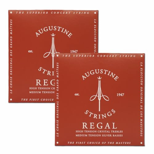 Augustine Strings Regal Medium Tension - Premium Crystal Nylon Classical Guitar Strings - Produced in New York by the Manufacturer of the Original Nylon String - 2 Sets