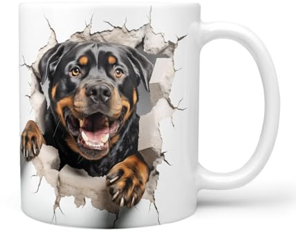 Sunnywall Keramik Tasse Kaffeebecher Hunde Rottweiler Rotti Liebe Haustier | Kaffeetasse Teetasse Keramikbecher 330 ml spülmaschinengeeignet für Kaffee Tee Büro Alltag Geschenkidee Geschenktasse