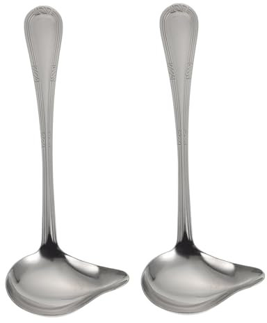 OUNONA 2pcs Stainless Steel Duckbill Soup Spoons Patterned Handles, Short Handle Hot Pot Spoons for Kitchen and Hotel Use, Sturdy Cutlery Set