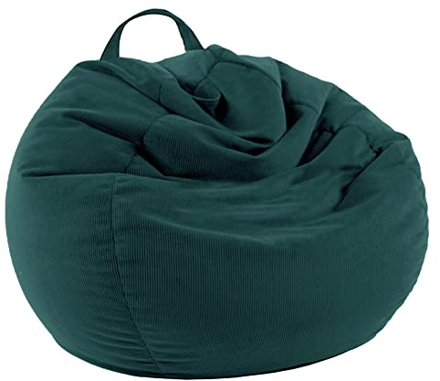 LPMOERA Stuffed Animal Storage Bean Bag Chair Cover (No Filler) For Kids and Adults.Soft Premium Corduroy Stuffable Bean Bag For Organizing Children Plush Toys or Memory Foam Green L For Adults