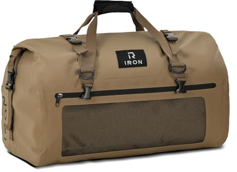 IRON JIA'S wasserdichte Motorrad-Hecktasche mit Rolltop | Wasserdichte Schweißnähte, MOLLE-Punkte, Reflektoren, 4 Befestigungsriemen und abnehmbare gepolsterte Schultergurte