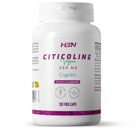 HSN Citicolina Cognizin® 250 mg | 120 Cápsulas Vegetales CPD Colina Alta Biodisponibilidad | Dosis de elevada concentración | No-GMO, Vegano, Sin Gluten, Sin Lactosa