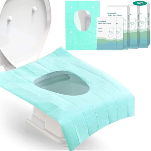 WLHFDC Copriwater usa e getta,30 Pezzi Portatili Copri WC Usa e Getta per Bambini/Adulti/donne incinta,Impermeabile Singolo Igienici Copriwater Portatile da Viaggio Campeggio