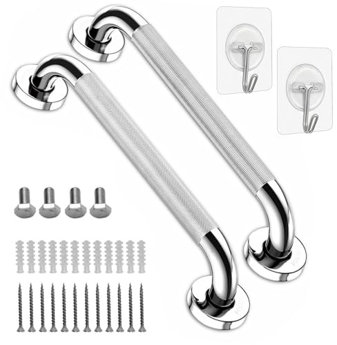 Rutschfeste Haltegriffe, Edelstahl-Haltegriffe für Badezimmer, Senioren, ältere Menschen und behinderte Duschgriff für Küche, Schlafzimmer, Dusche, WC, Treppen, 30,5 cm, 2 Stück
