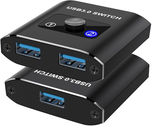 USB Switch, Bidirektionaler USB Switch 2 in 1 out (1 in 2 out) KVM-Switch, Gemeinsame Nutzung von 1 Geräten zwischen 2 Computern für Drucker, für PC, Drucker, Scanner, Tastatur