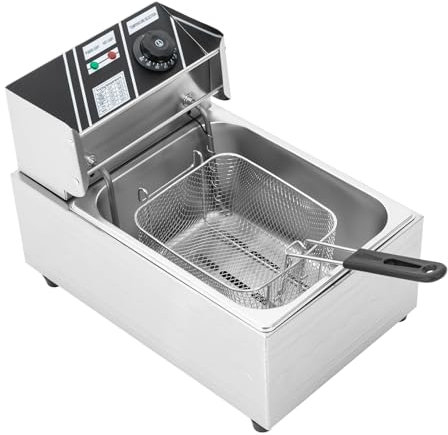 Qussse Friteuse électrique professionnelle 2500 W, zones froides professionnelles, friteuse avec panier en acier inoxydable, friteuse à huile pour poulet frit, crevettes, chips