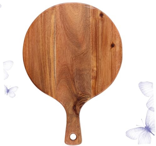 COLLBATH Vassoio Per Pizza in Legno Rotondo Tagliere Per Pane Occidentale E Vassoio Per Bistecche Resistente E Pratico