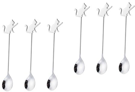 COLLBATH 6 Piezas cuchara de mango largo cucharilla de café cucharilla para catering cuchara para comer de café helado s de postre de vajilla Silver Reutilizable