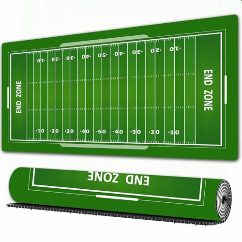 FEHWI Mauspad 75×40 cm Verlängertes großes Mauspad Schreibtischauflage,Fußball, Feld des Spiels Strategie Taktik End Zone Touchdown SPOR,genähte Kanten Gaming Mauspad,rutschfeste Gummibasis