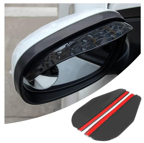 2PCS Car Rear View Mirror Rain Visor Guard, Carbon Fiber Auto Side Mirror Rain Eyebrows, Rainproof Waterproof PVC Rearview Mirror Rain Visor Smoke Cover, Universal for Cars, Truck, SUV (Black)