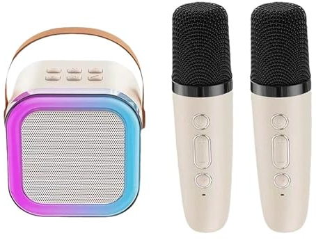 Macchina per karaoke per bambini- macchina per karaoke per bambini - Altoparlante per karaoke con luci a LED e 2 microfoni wireless | Microfono Altoparlante per canto Altoparlante wireless Macchin