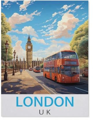 YYHMKBYY，Jigsaw Puzzle 1000 Pieces for Adults，London U K Vintage Travel Poster，Kids Teens Large Families Puzzle Game（38x26cm）-L99