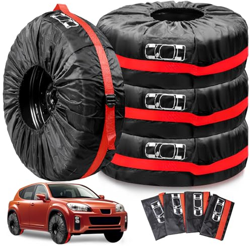 Zocipro 4pcs Tyre Bags, Car Spare Wheel Tire Storage Carry Bag for 18–22 inch Tires, Tire Covers Diameter 80 with Carrying Handle, Waterproof Dustproof tire Bags Winter Summer for Car UV SUV Truck