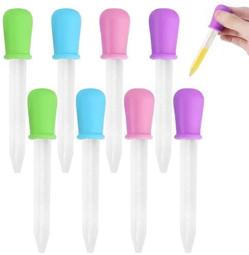 8 goteros de silicona para líquidos, pipetas cuentagotas de plástico de 5 ml para experimentos científicos, fabricación de gomitas, aceite de caramelo de cocina