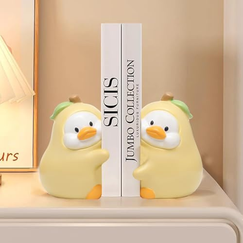 Dekorative Buchstützen Buchstütze Harz, Niedliche Umarmungs Enten Bücherhalter, Kreative Cartoon Tier Buchständer, Kleiner Elefant Bücherregal Buchstopper für Schule, Büro und Zuhause