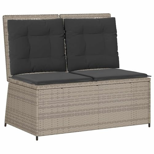vidaXL Gartenbank Hellgrau Poly-Rattan