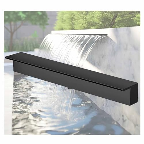 Fontana per piscina, in acciaio inox 304, per piscina, cascata, flusso d'acqua, kit per giardino, cortile e piscina (8 pollici) (acciaio inossidabile, uscita 100 cm)